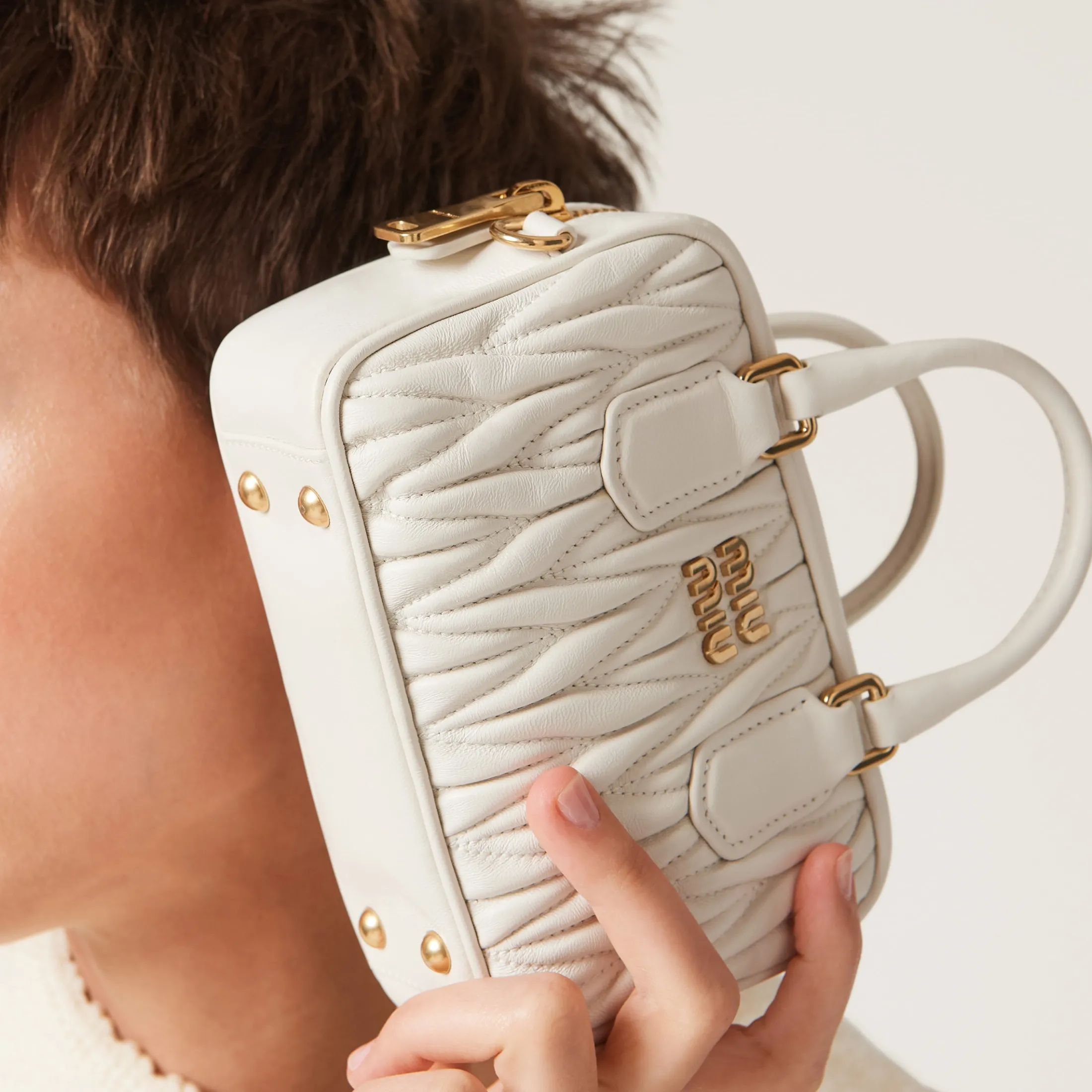White Arcadie Matelassé Nappa Leather Mini-bag | Miu Miu