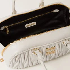 White Arcadie Matelassé Nappa Leather Bag | Miu Miu