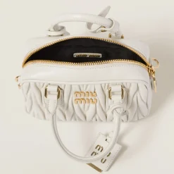 White Arcadie Matelassé Nappa Leather Bag | Miu Miu