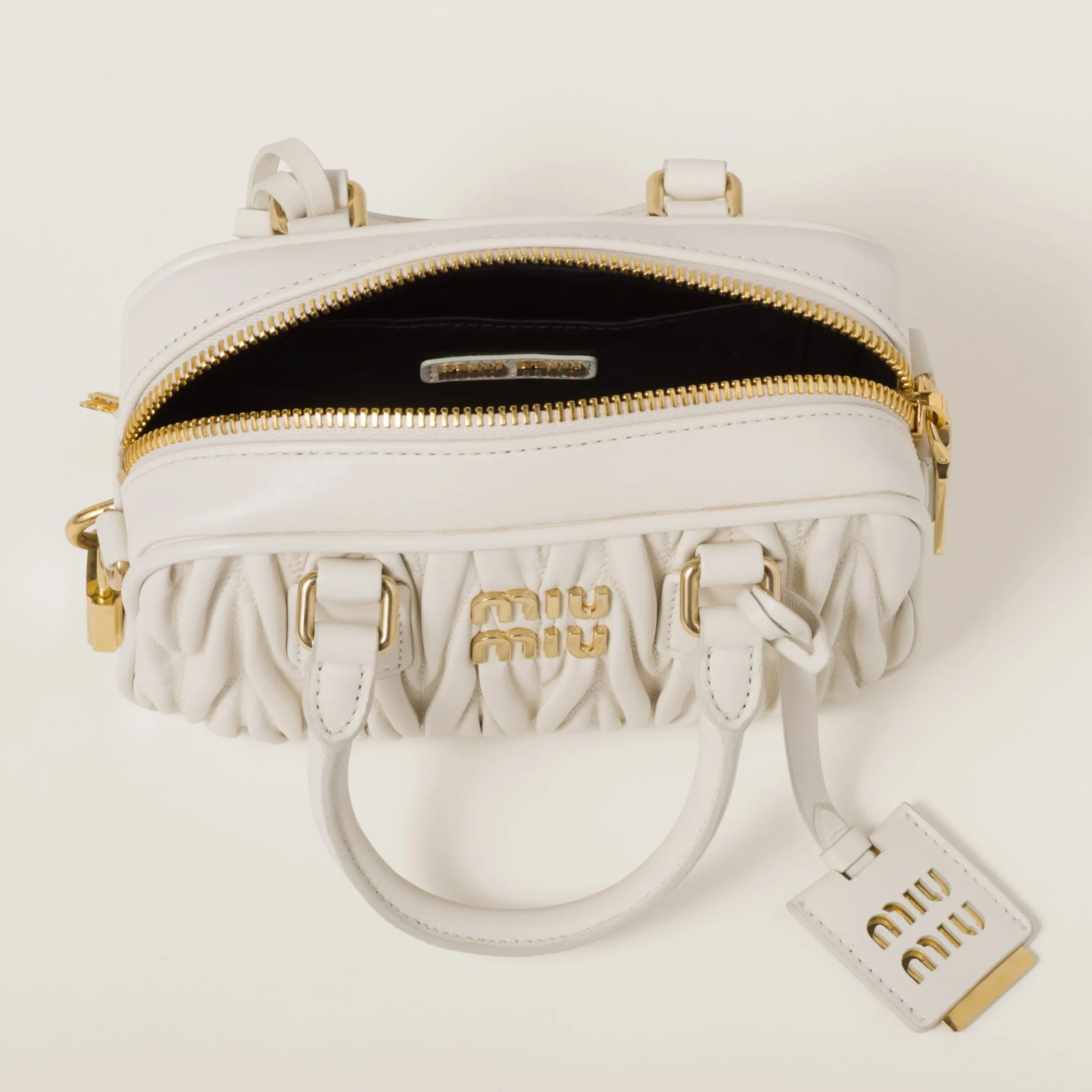 White Arcadie Matelassé Nappa Leather Bag | Miu Miu