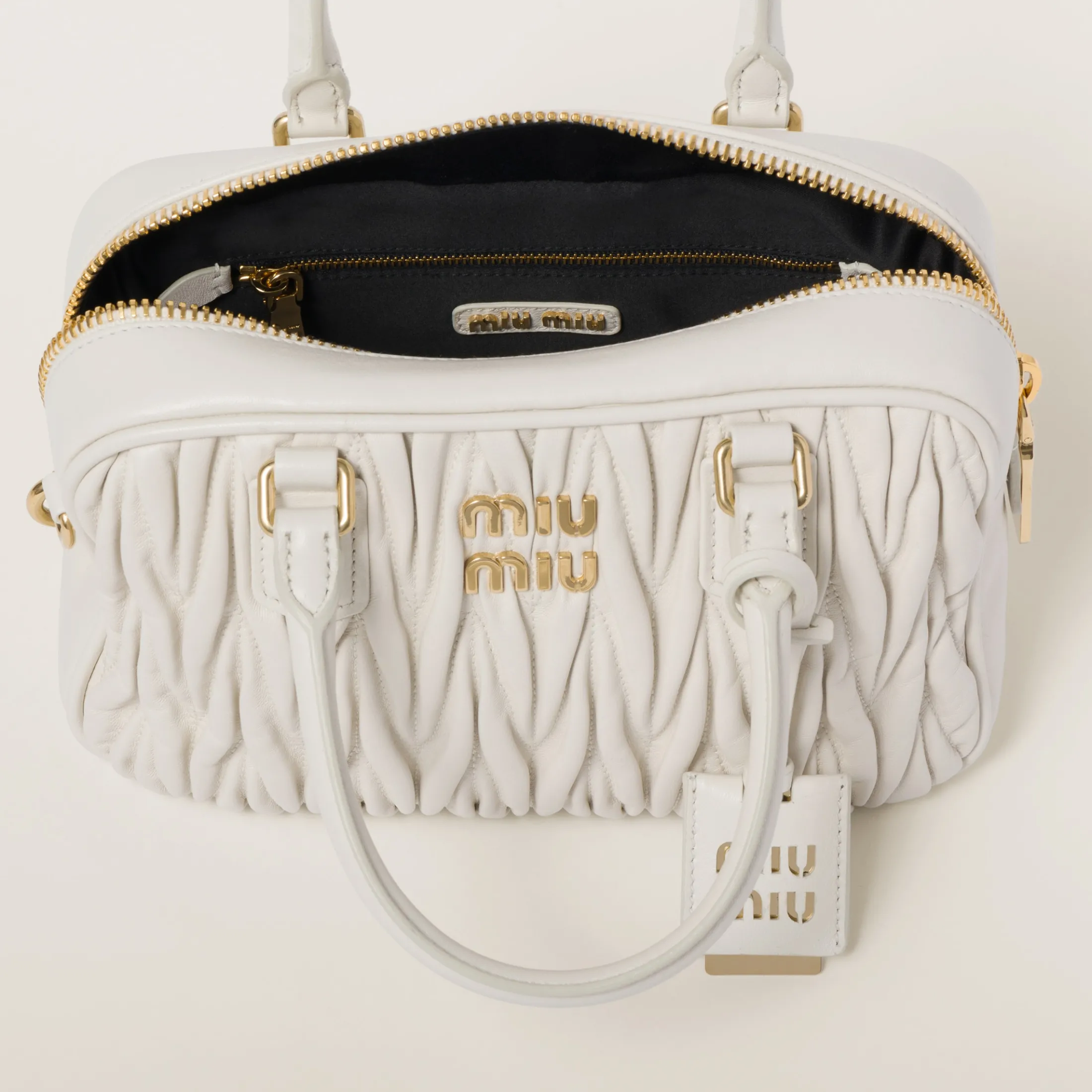 White Arcadie Matelassé Nappa Leather Bag | Miu Miu
