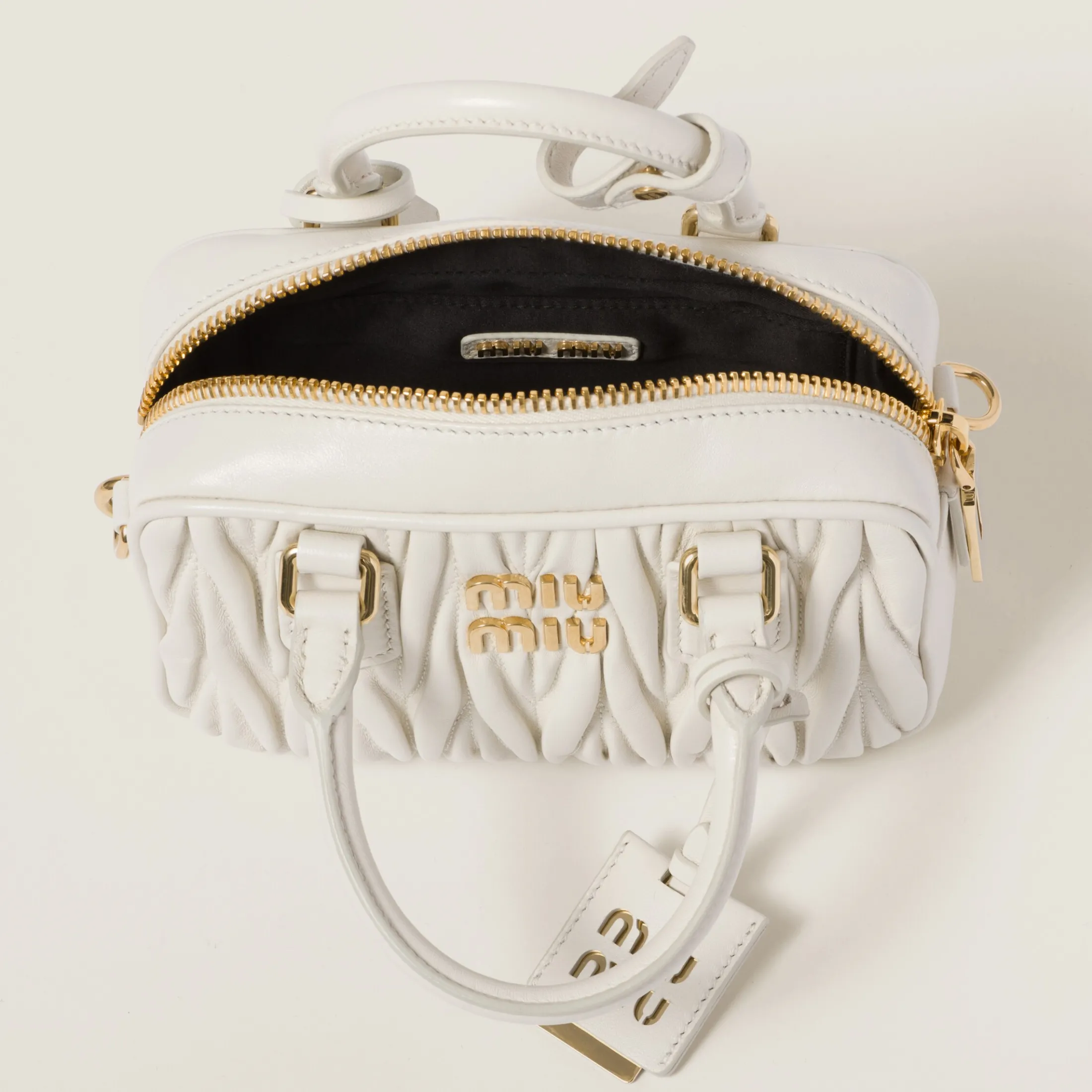 White Arcadie Matelassé Nappa Leather Bag | Miu Miu