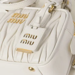 White Arcadie Matelassé Nappa Leather Bag | Miu Miu