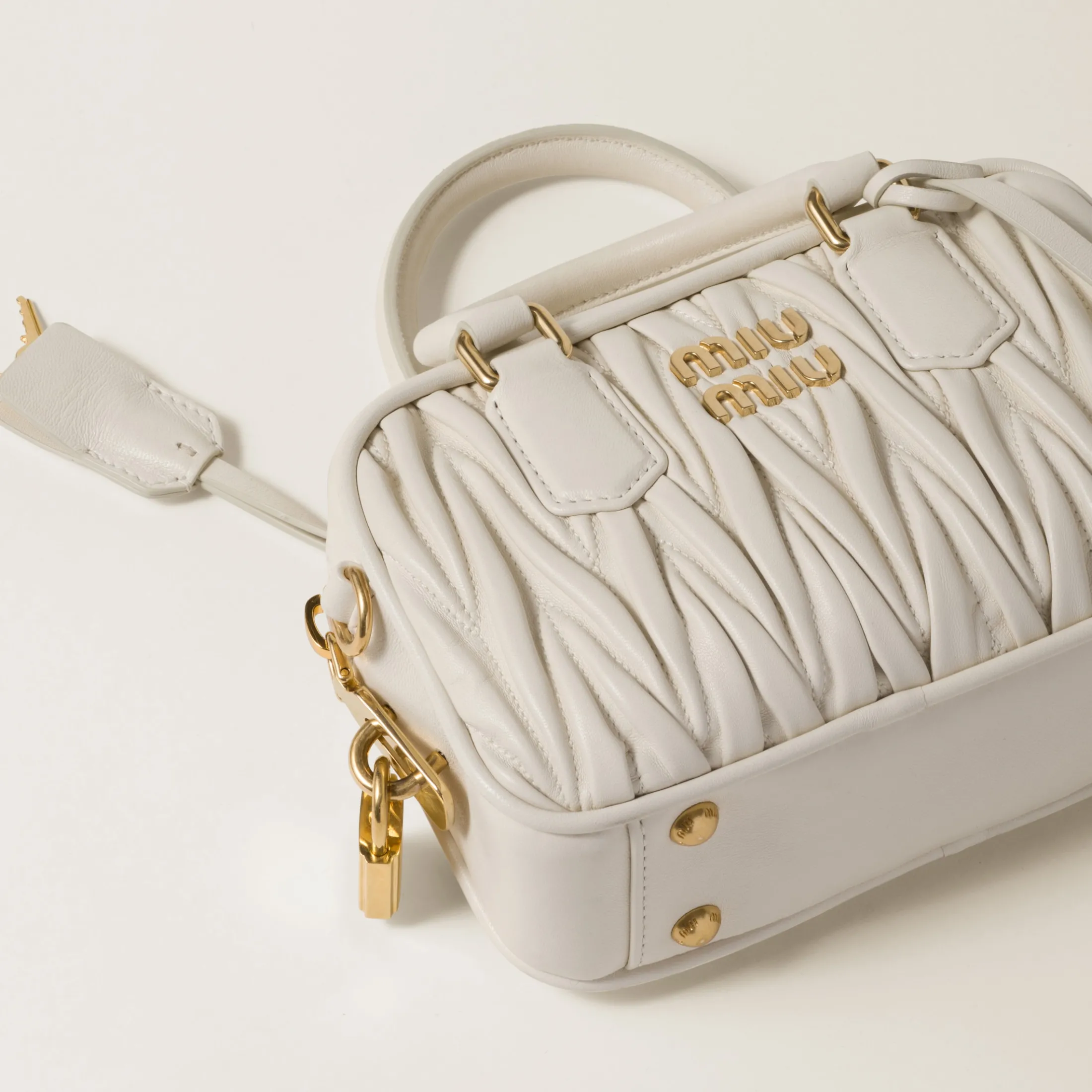 White Arcadie Matelassé Nappa Leather Bag | Miu Miu