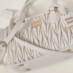 White Arcadie Matelassé Nappa Leather Bag | Miu Miu