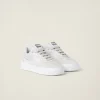 White Bleached Leather And Suede Sneakers | Miu Miu