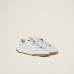 White Bleached Leather Sneakers | Miu Miu