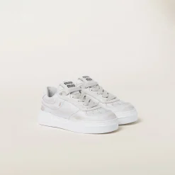 White Bleached Leather Sneakers | Miu Miu