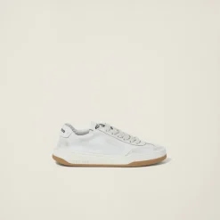 White Bleached Leather Sneakers | Miu Miu
