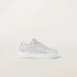 White Bleached Leather Sneakers | Miu Miu