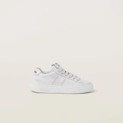 White Bleached Leather Sneakers | Miu Miu