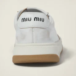 White Bleached Leather Sneakers | Miu Miu