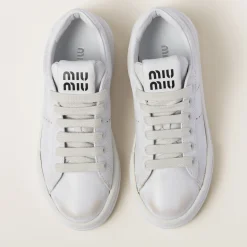 White Bleached Leather Sneakers | Miu Miu