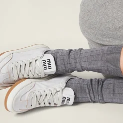White Bleached Leather Sneakers | Miu Miu