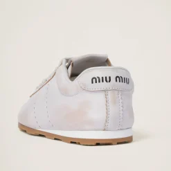 White Bleached Nappa Leather Sneakers | Miu Miu
