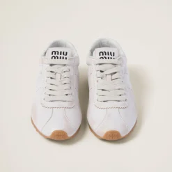 White Bleached Nappa Leather Sneakers | Miu Miu