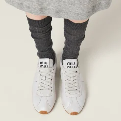 White Bleached Nappa Leather Sneakers | Miu Miu