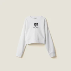 White Cotton Fleece Sweatshirt | Miu Miu