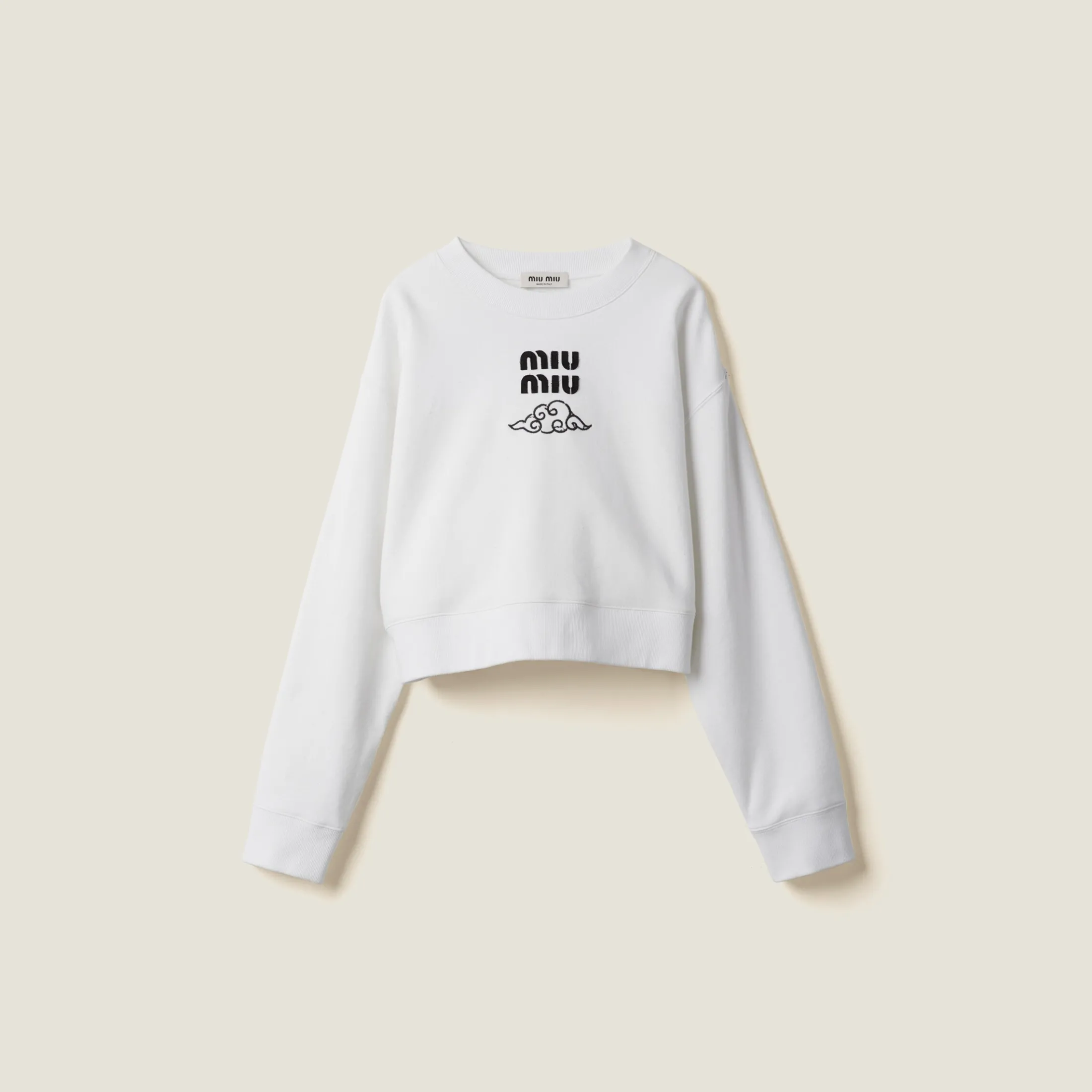 White Cotton Fleece Sweatshirt | Miu Miu