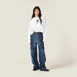 White Cotton Fleece Sweatshirt | Miu Miu