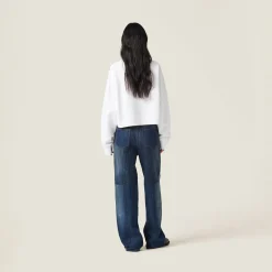 White Cotton Fleece Sweatshirt | Miu Miu