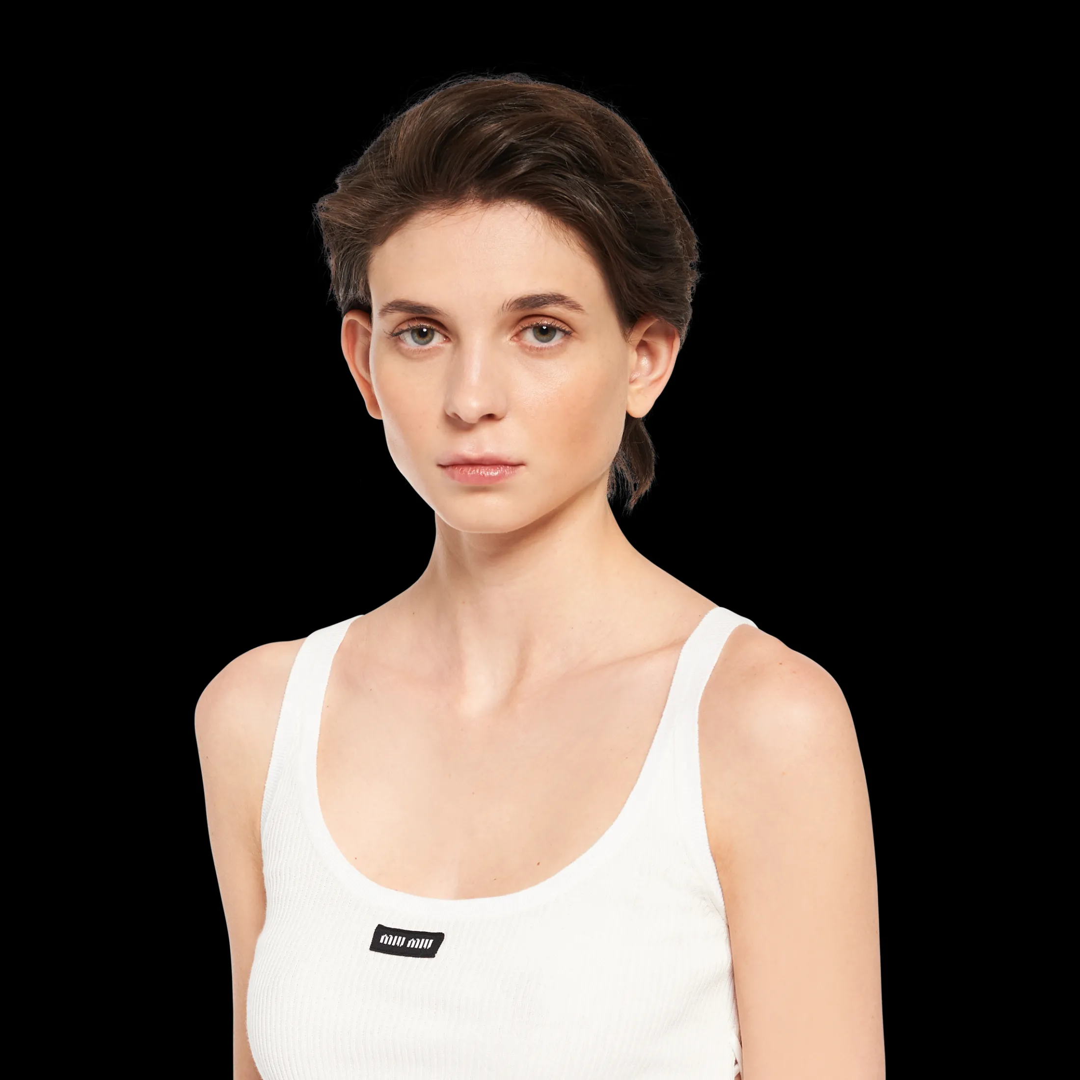White Cotton Jersey Tank Top | Miu Miu