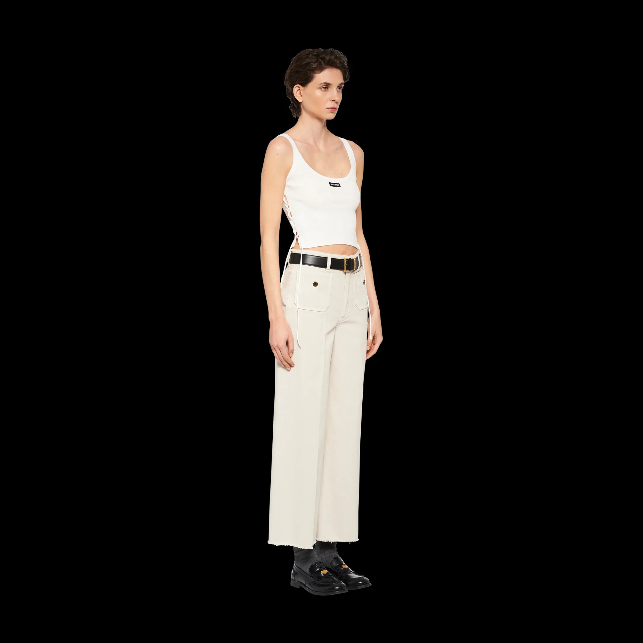 White Cotton Jersey Tank Top | Miu Miu