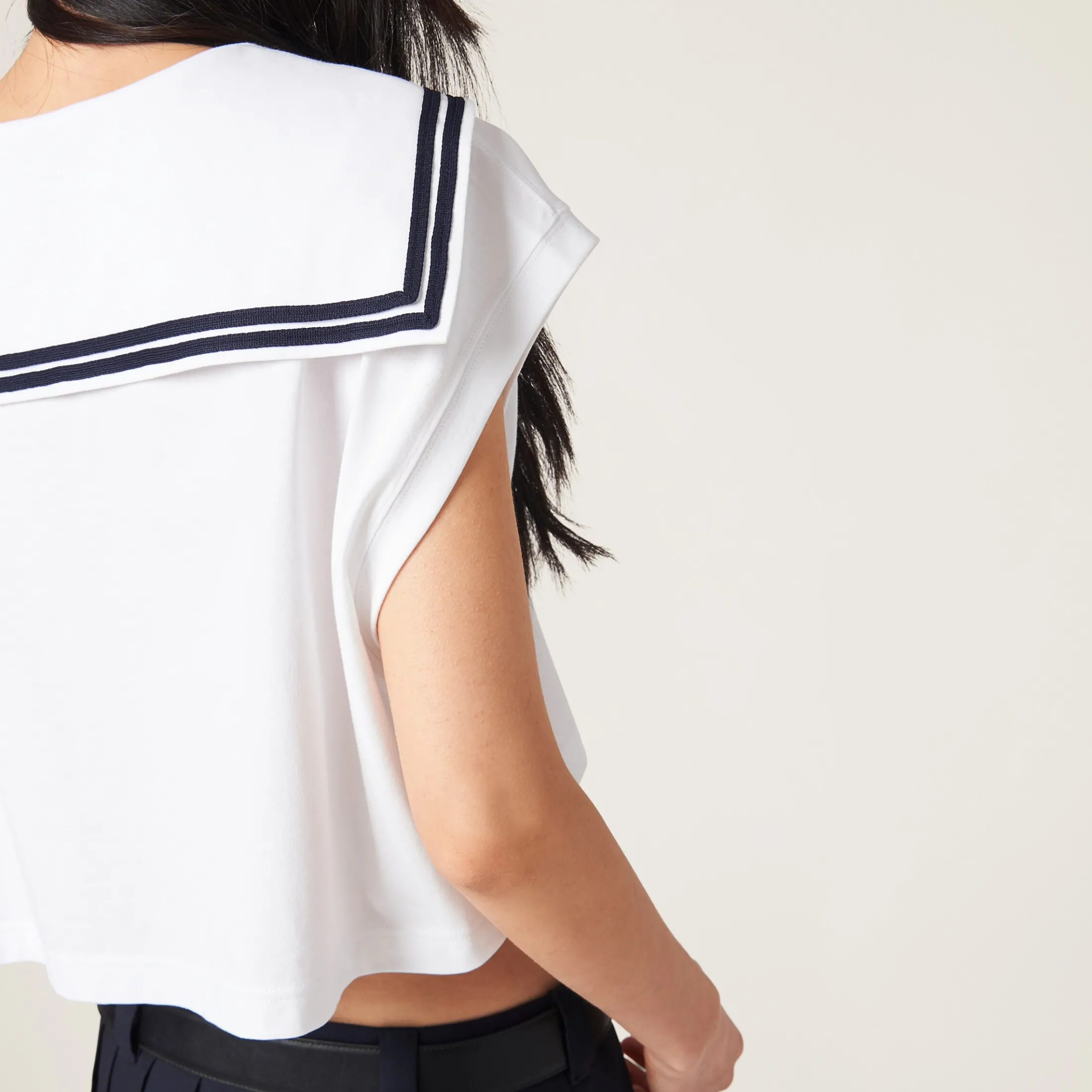 White Cotton Jersey Top With Embroidered Logo | Miu Miu