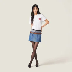 White Cotton Jersey T-shirt | Miu Miu