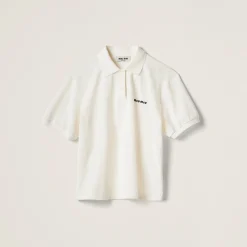 White Cotton Piqué Polo Shirt | Miu Miu