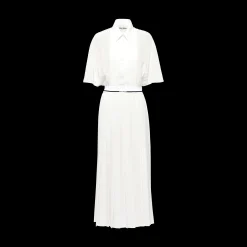 White Crepe De Chine Midi Dress | Miu Miu