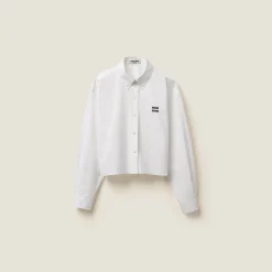 White Cropped Poplin Shirt | Miu Miu