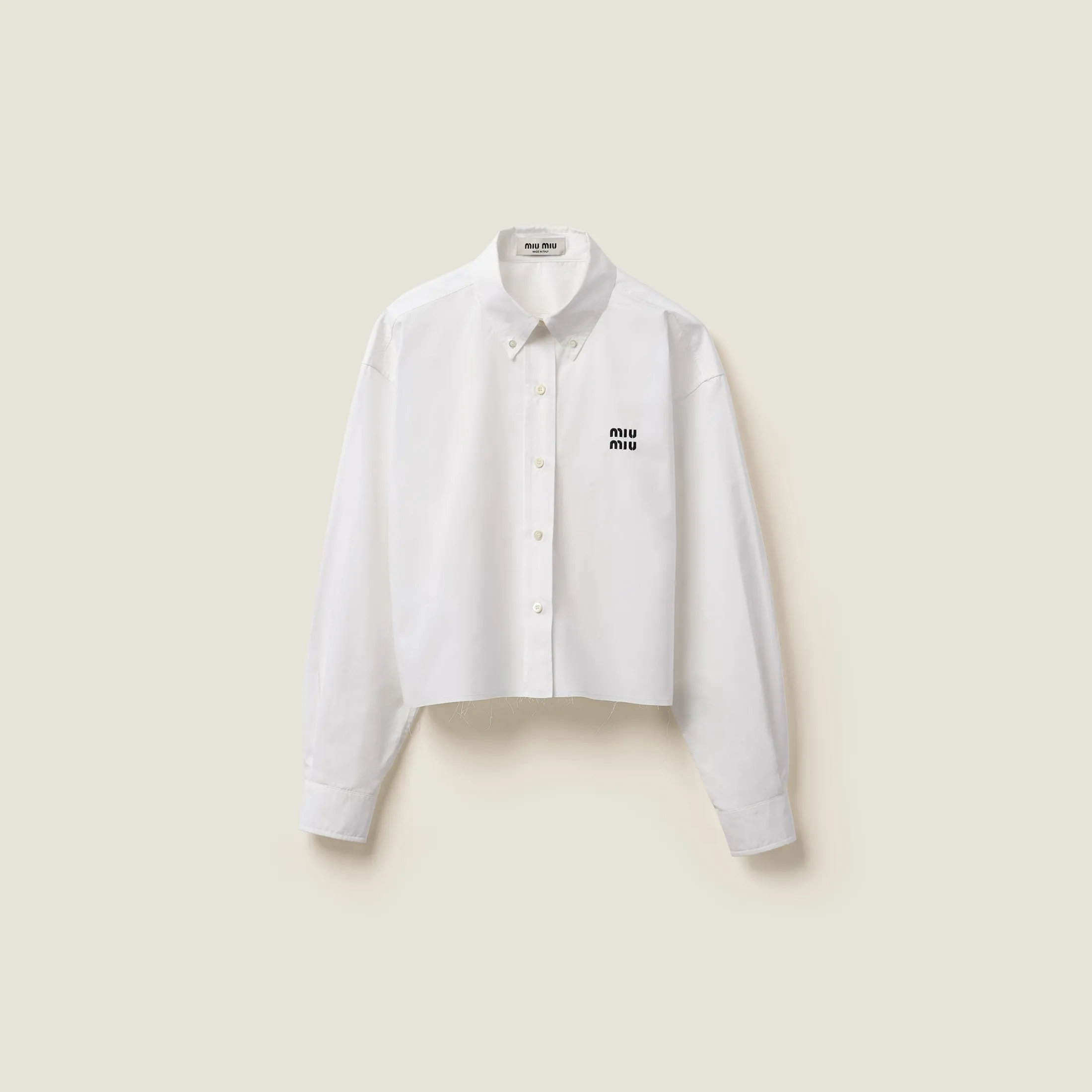 White Cropped Poplin Shirt | Miu Miu