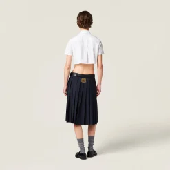 White Cropped Poplin Shirt | Miu Miu