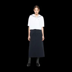 White Embroidered Cotton T-shirt | Miu Miu