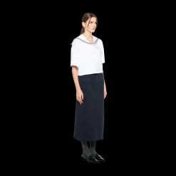 White Embroidered Cotton T-shirt | Miu Miu