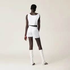 White Embroidered Poplin Boxers | Miu Miu