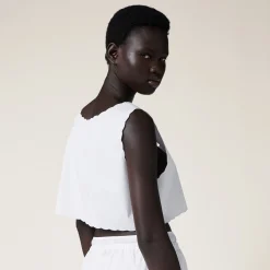 White Embroidered Poplin Top | Miu Miu