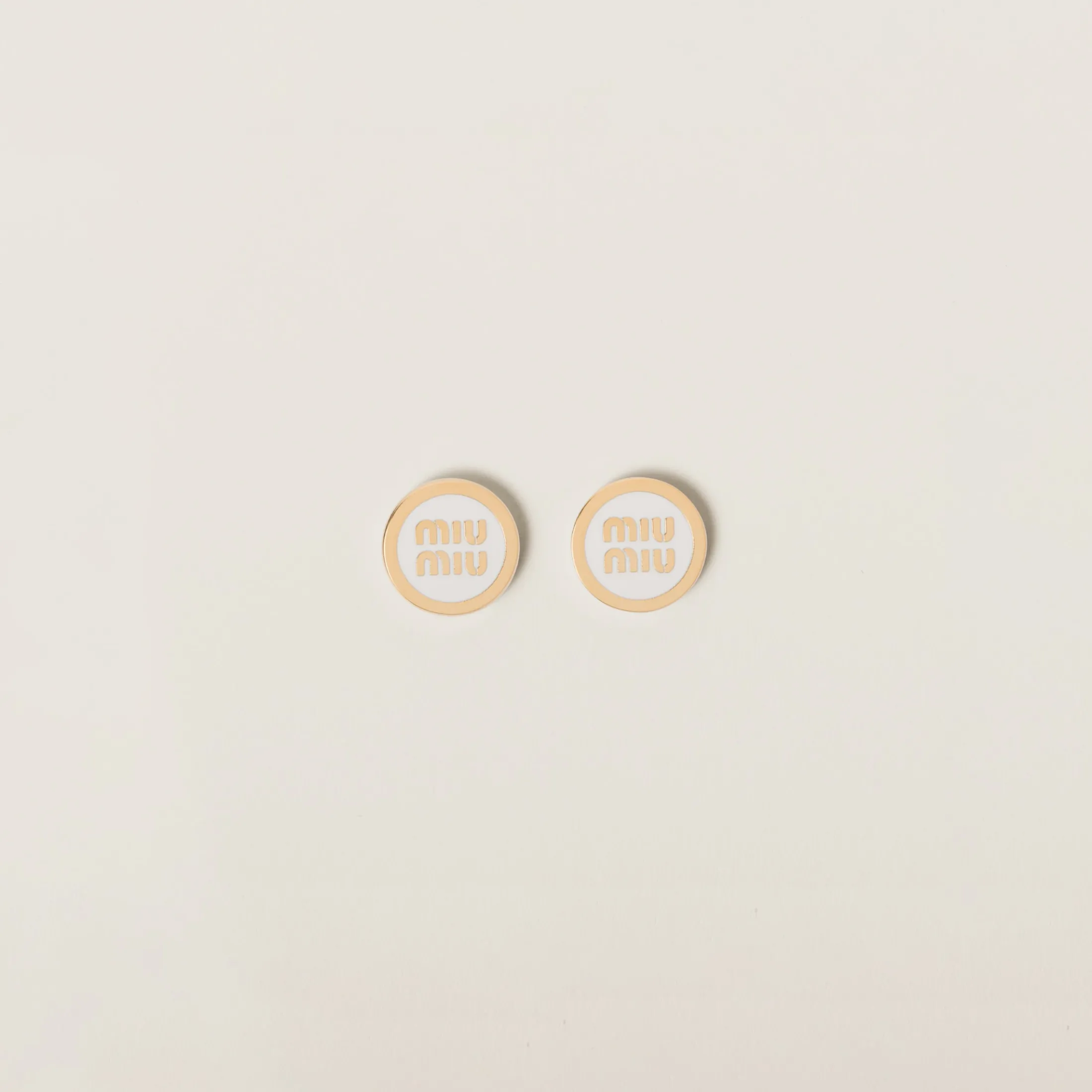 White Enameled Metal Earrings | Miu Miu