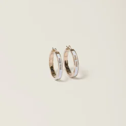 White Enameled Metal Earrings | Miu Miu