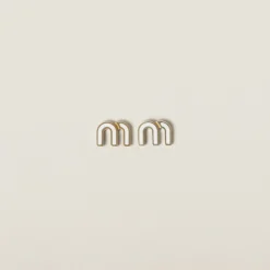 White Enameled Metal Earrings | Miu Miu