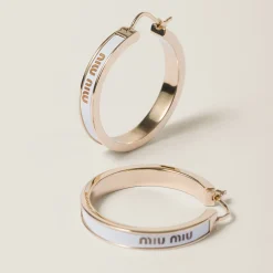 White Enameled Metal Earrings | Miu Miu
