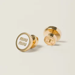 White Enameled Metal Earrings | Miu Miu