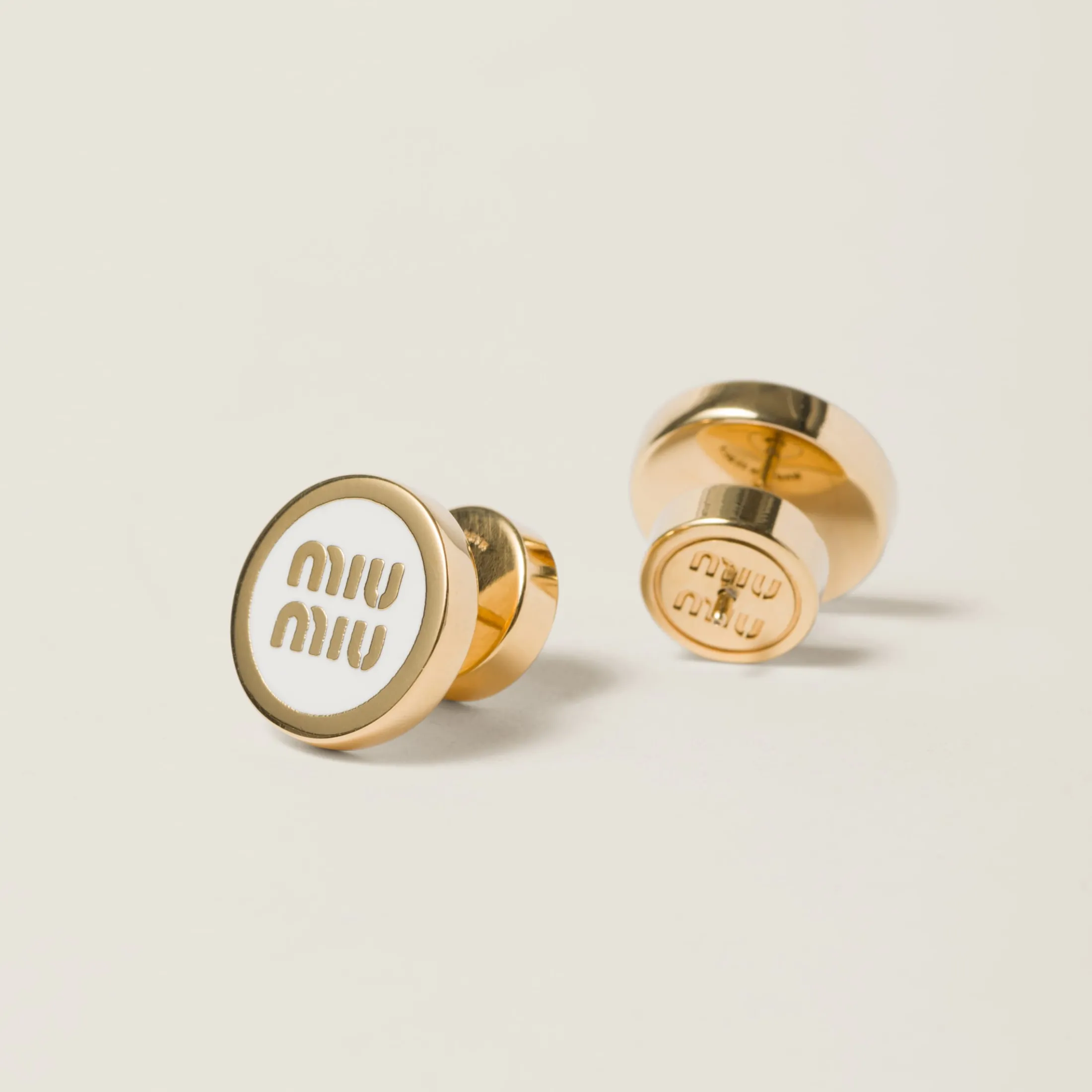 White Enameled Metal Earrings | Miu Miu