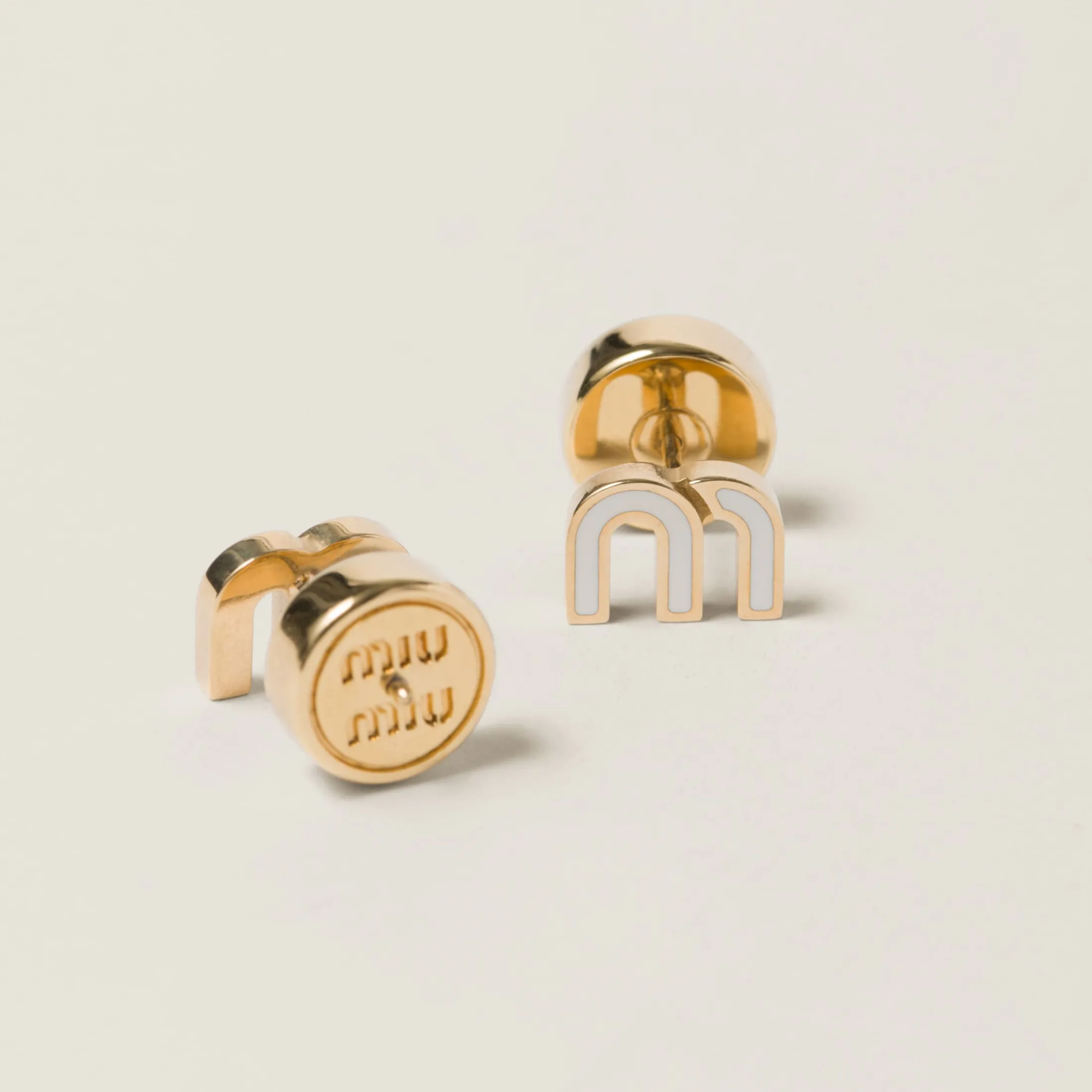 White Enameled Metal Earrings | Miu Miu
