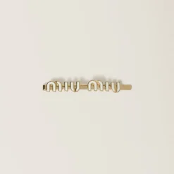White Enameled Metal Hair Clip | Miu Miu