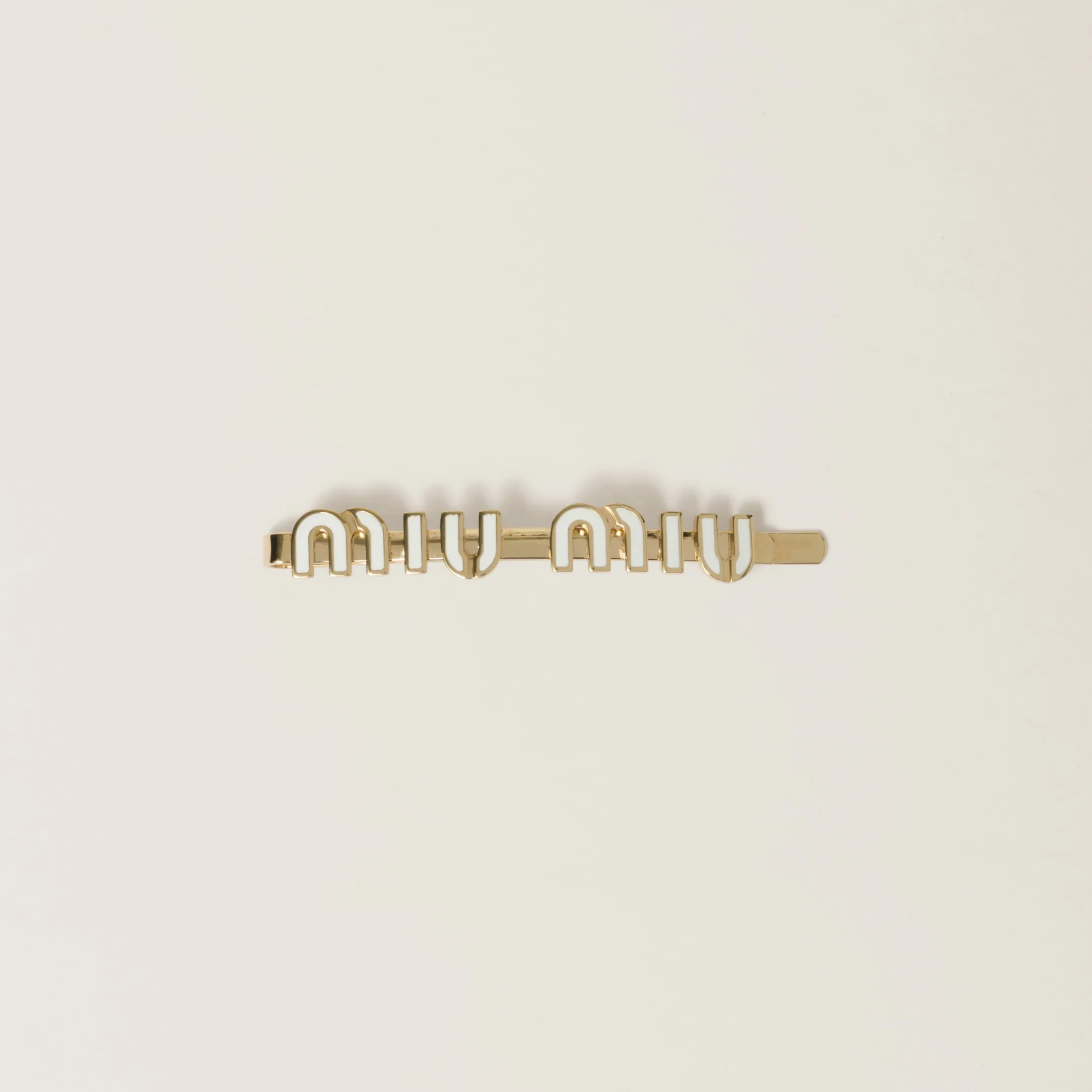 White Enameled Metal Hair Clip | Miu Miu