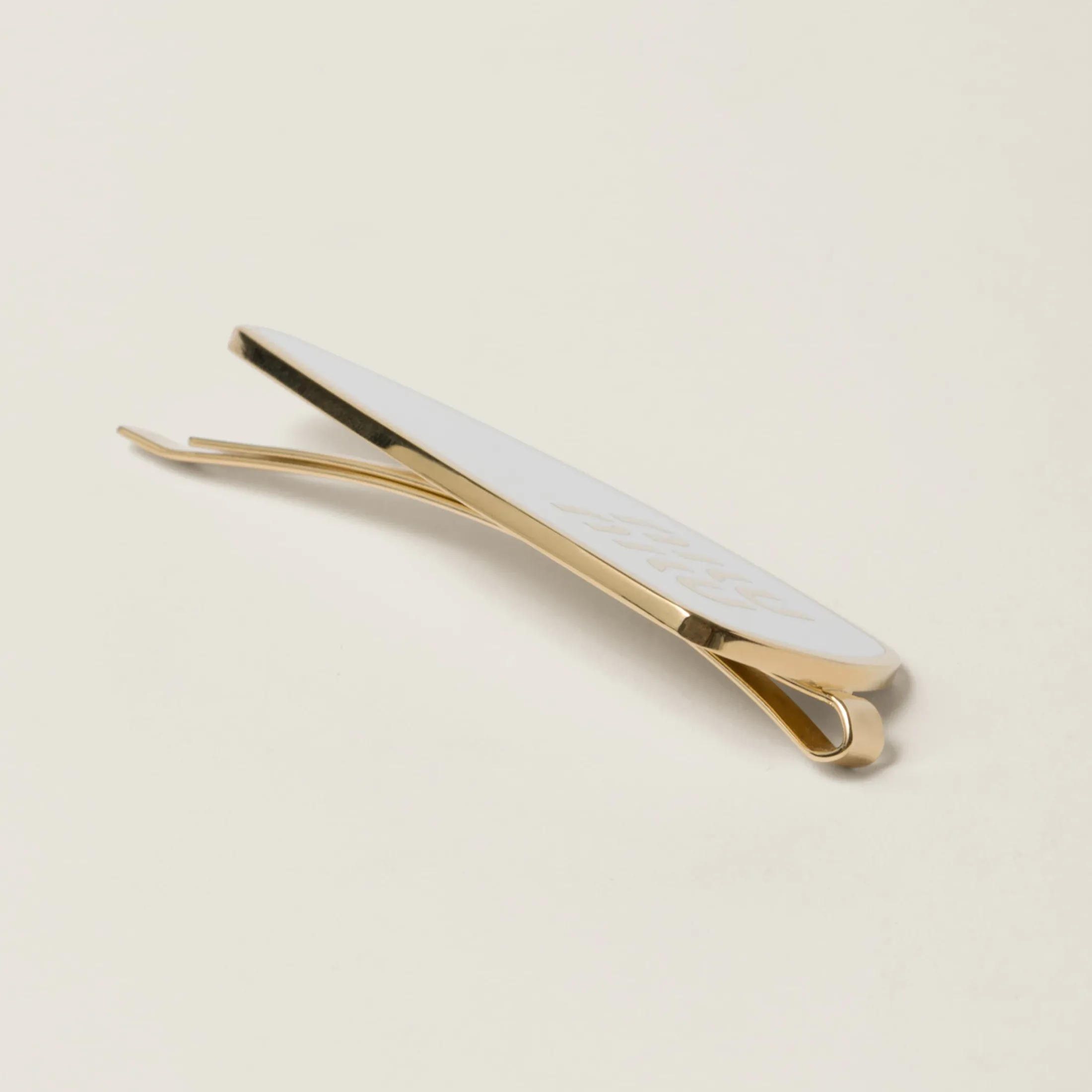 White Enameled Metal Hair Clip | Miu Miu