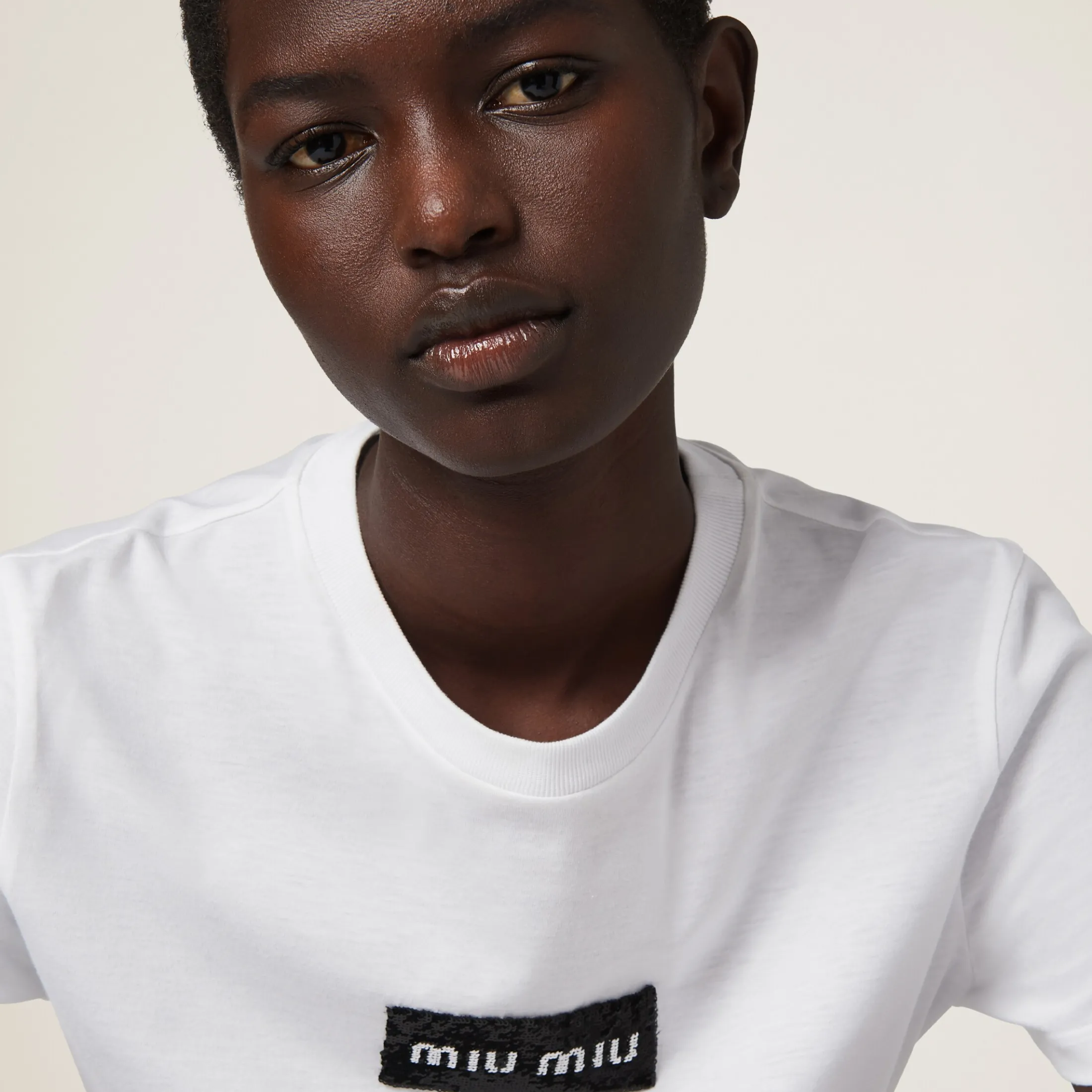 White Jersey T-shirt | Miu Miu