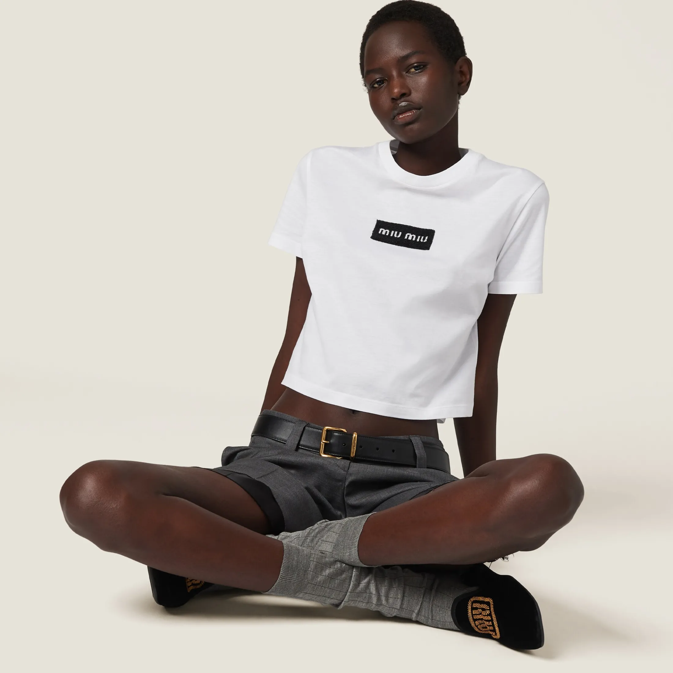 White Jersey T-shirt | Miu Miu